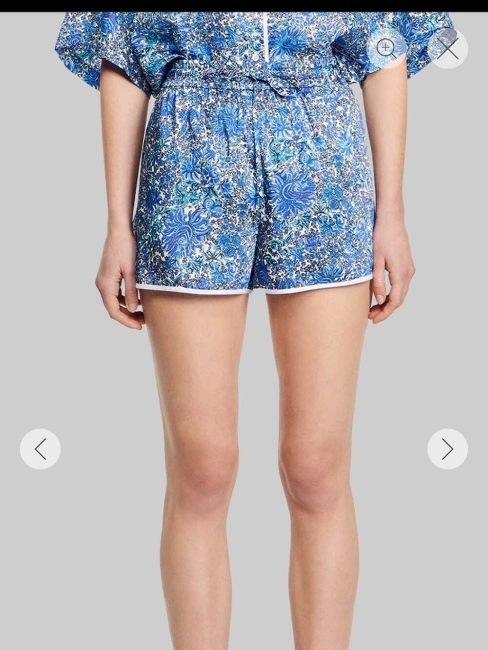 Blue Floral Print Tropical Shorts